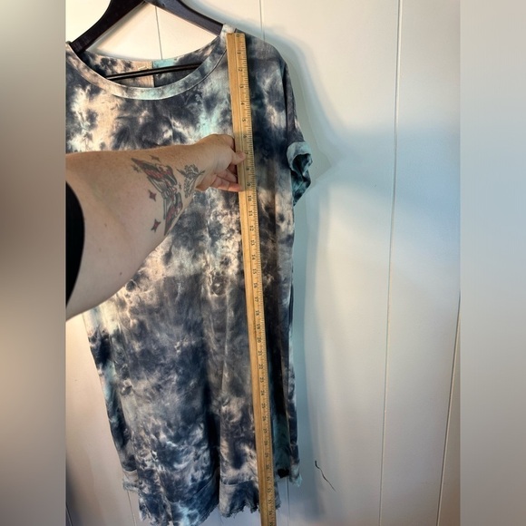 Umgee Women’s Small Blue Tie-dye Linen Blend Midi Dress - Picture 7 of 9